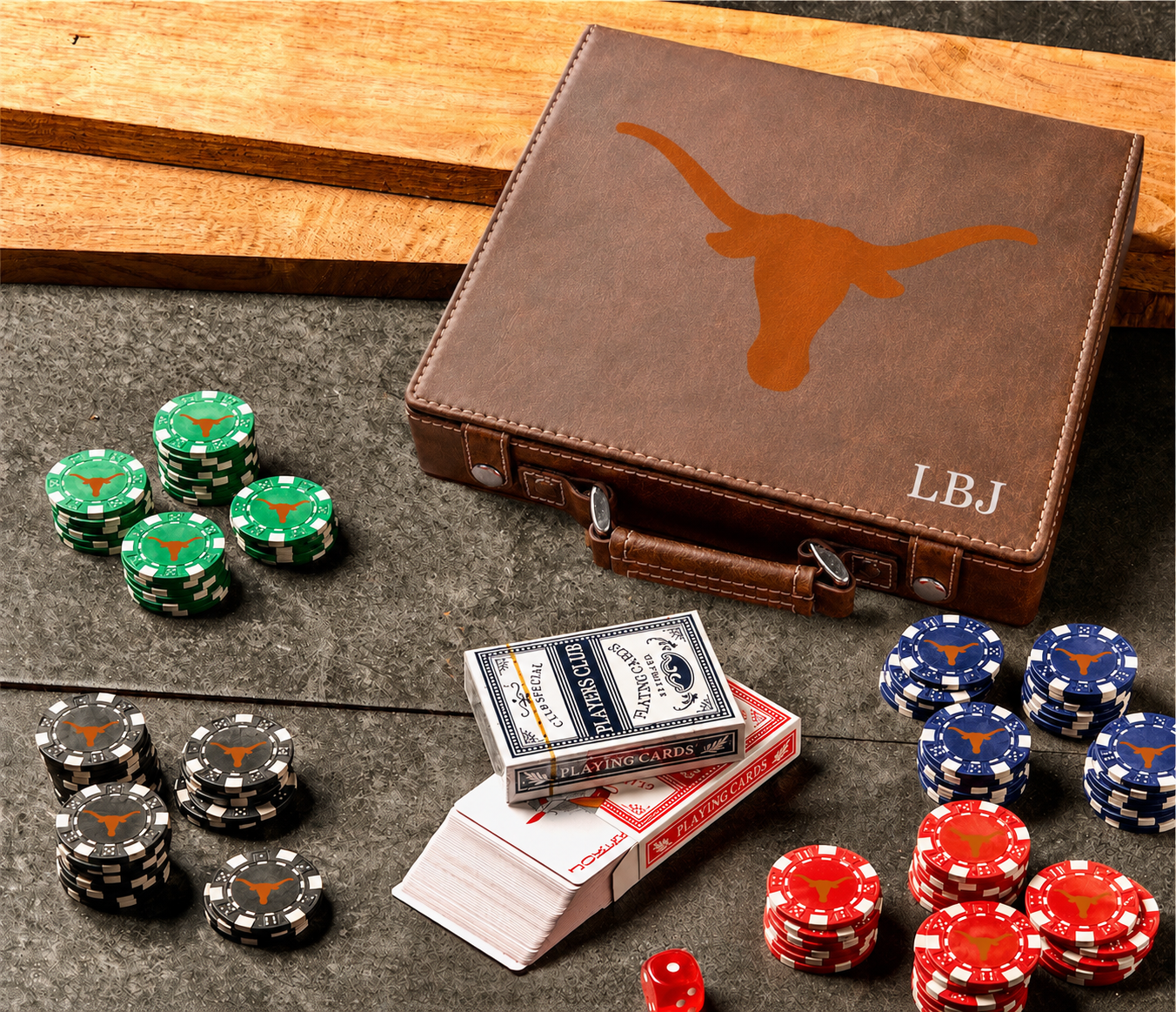 Texas Longhorn Color Printed 100 Chip Poker Set