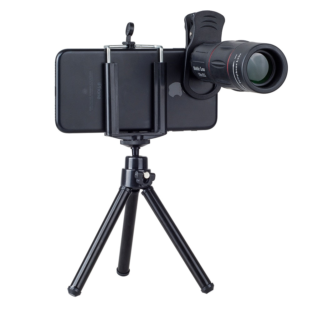Zoom Mobile Phone Lens/ iPhone Samsung Smartphones clip Camera Lens w/tripod 18XTZJ