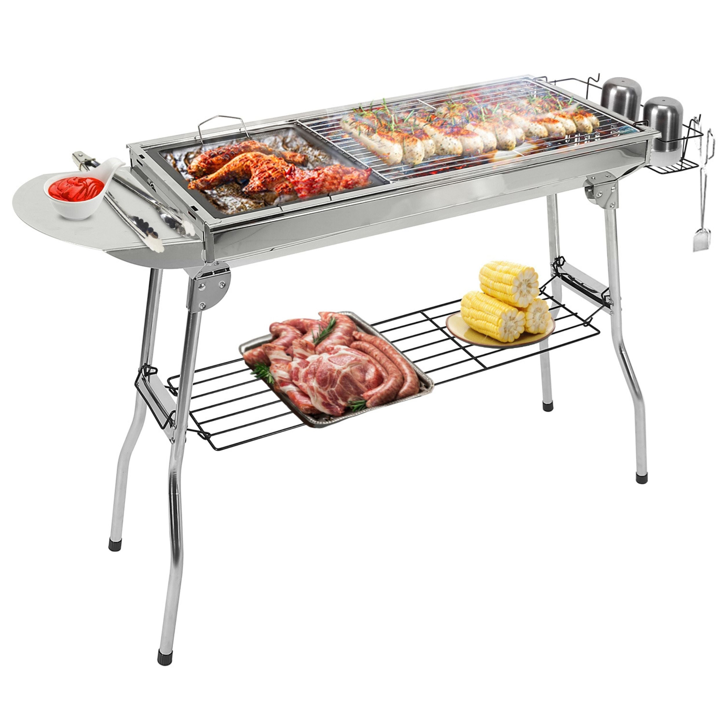 Foldable Portable BBQ Grill Stainless- For Picnic Camping Backyard.