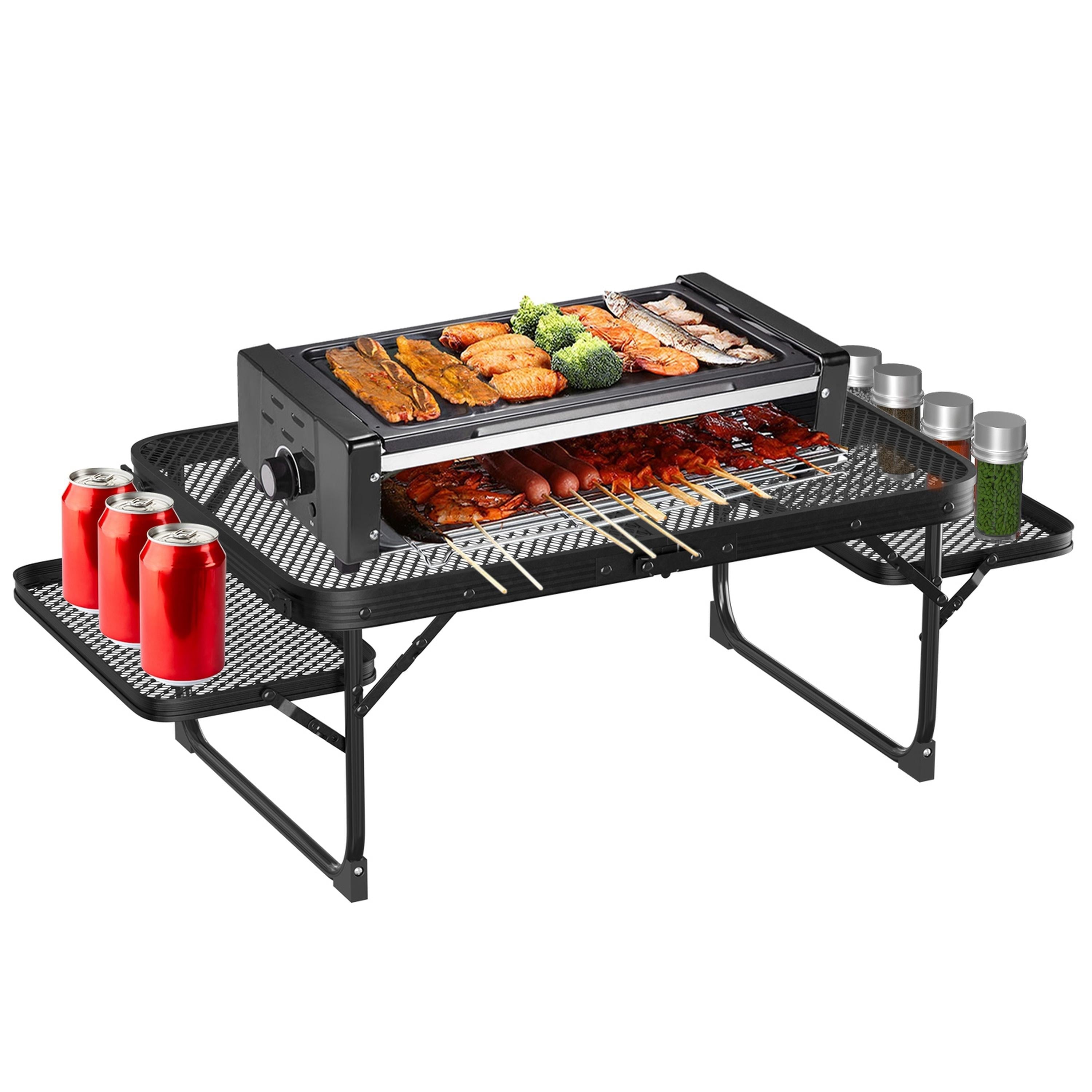Foldable Camping Table Collapsible Picnic Aluminum Alloy Grill Stand