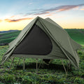 Foldable 2-Person Camping Cot Tent with Pop-up Tent and Portable Wheeled Bag-Green