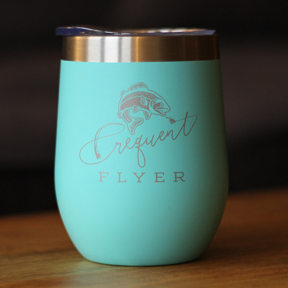 Frequent Flyer Insulated Wine Tumbler with Sliding Lid Fly Fishing Accessories and Gifts 12oz Stainless Steel Tumbler