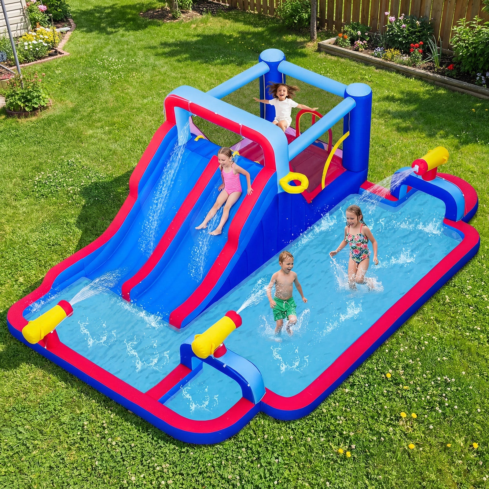 Inflatable Water Slide Park for Kids Backyard Outdoor Fun (without Blower)