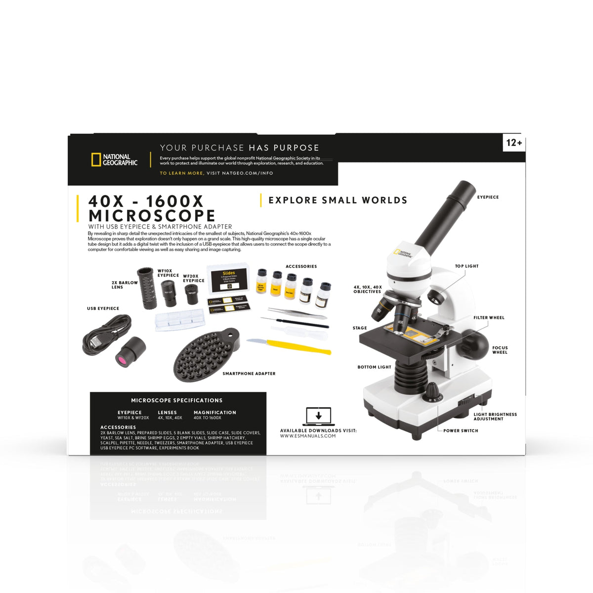 40x-1600x Microscope with USB Eyepiece