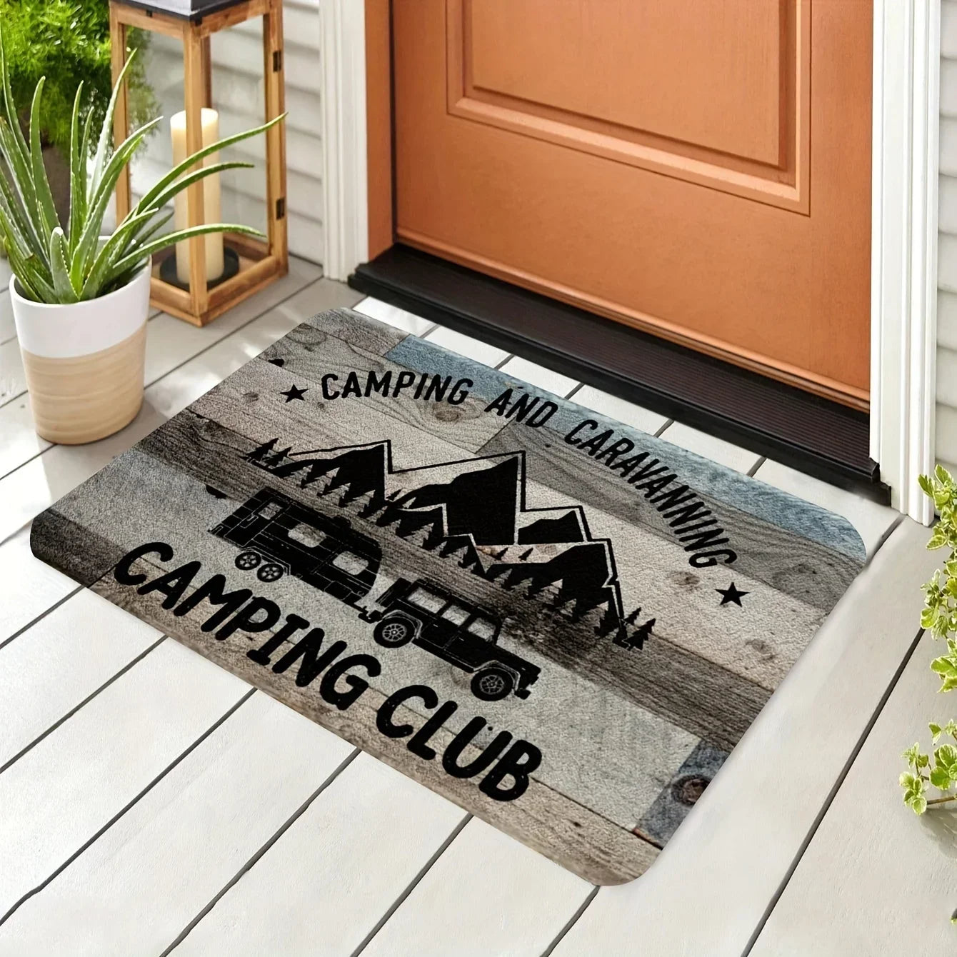 Fun Camping RV Theme Mat for Outdoor Enthusiast Home Front Door Porch Indoor Entryway RV Gear Area Non-Slip Durable Mat