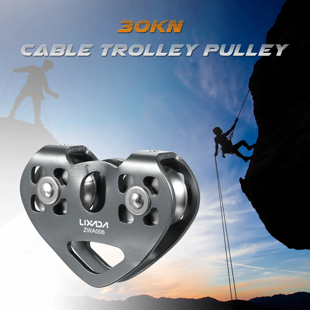 Cable Trolley Caving Pulley Lixada 30kN Cable Trolley Pulley Climbing Caving Aloft Work