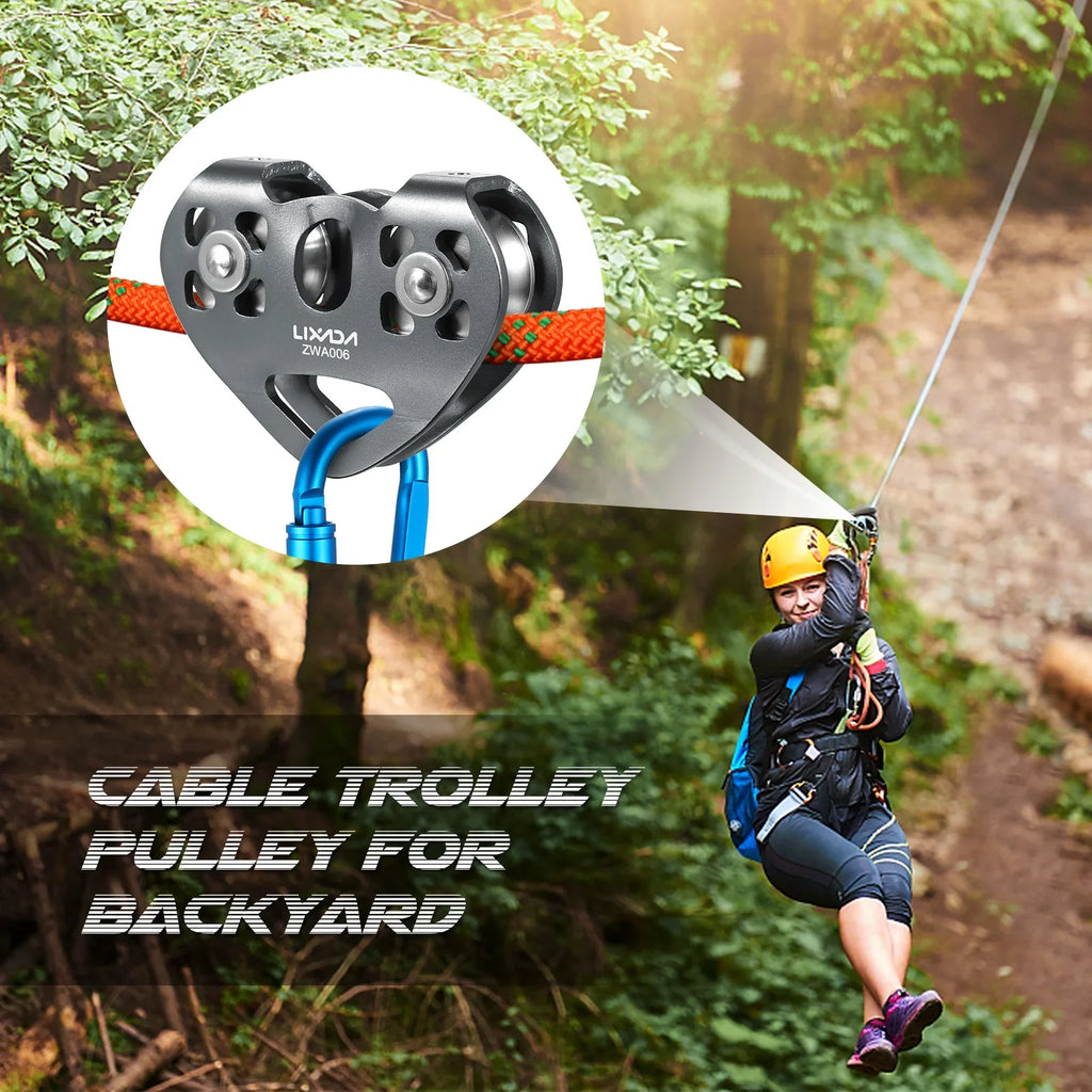Cable Trolley Caving Pulley Lixada 30kN Cable Trolley Pulley Climbing Caving Aloft Work
