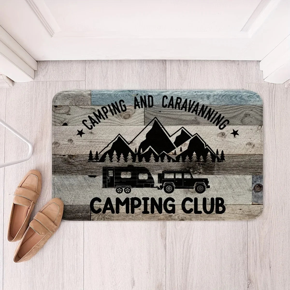 Fun Camping RV Theme Mat for Outdoor Enthusiast Home Front Door Porch Indoor Entryway RV Gear Area Non-Slip Durable Mat