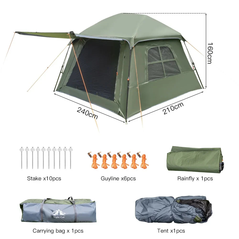 Night Cat Dark Room 4 Person Pop Up Tent Waterproof