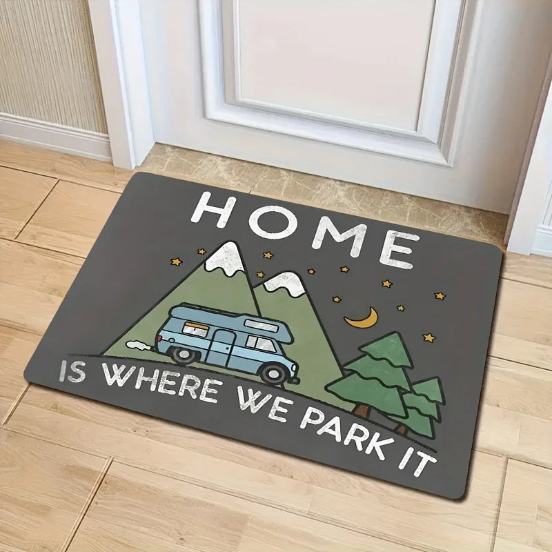 Fun Camping RV Theme Mat for Outdoor Enthusiast Home Front Door Porch Indoor Entryway RV Gear Area Non-Slip Durable Mat