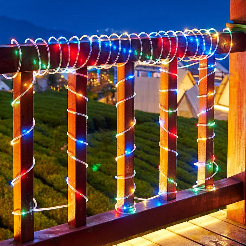 100LED Solar Tube String Light 8 Kinds Of Waterproof Outdoor Led Warm White Copper Wire Light For 2024 Garden Decorative Lights