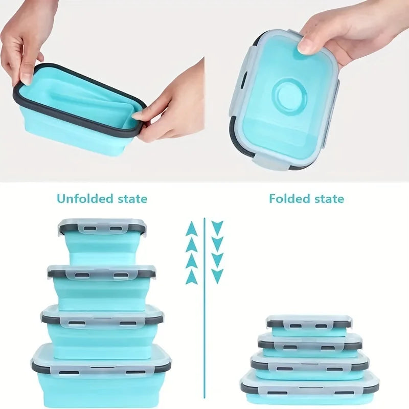 Collapsible Silicone Food Storage Containers – Stackable, Space-Saving, Microwaveable