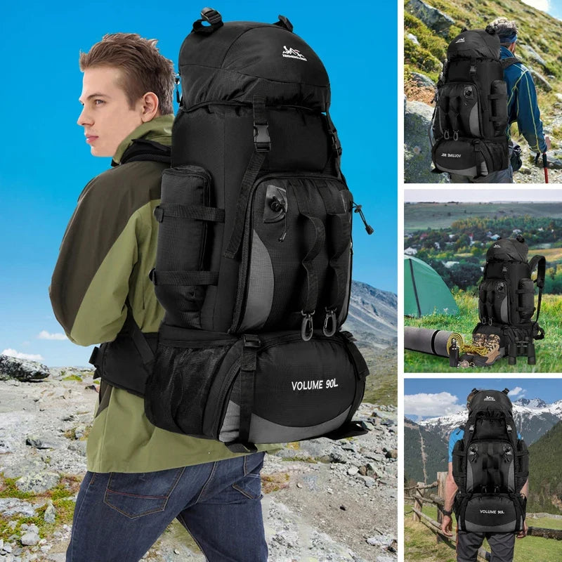 90L Waterproof Hiking Camping Backpack Trekking Bag Rucksack Large Capacity