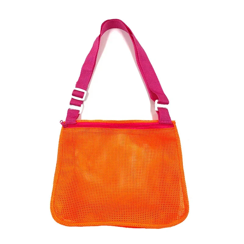 Beach Toy Mesh Bag Kids Shell Storage Bag Beach Toy Seashell Bag Mesh Pool Bags Sand Toys Swimming Accessories for Boy and Girls