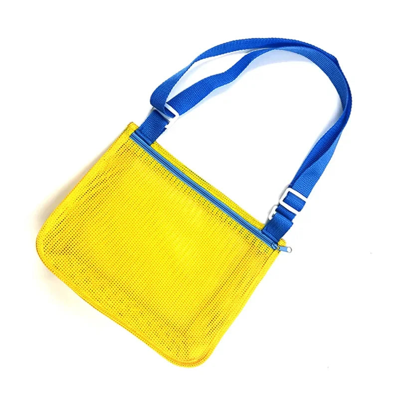 Beach Toy Mesh Bag Kids Shell Storage Bag Beach Toy Seashell Bag Mesh Pool Bags Sand Toys Swimming Accessories for Boy and Girls