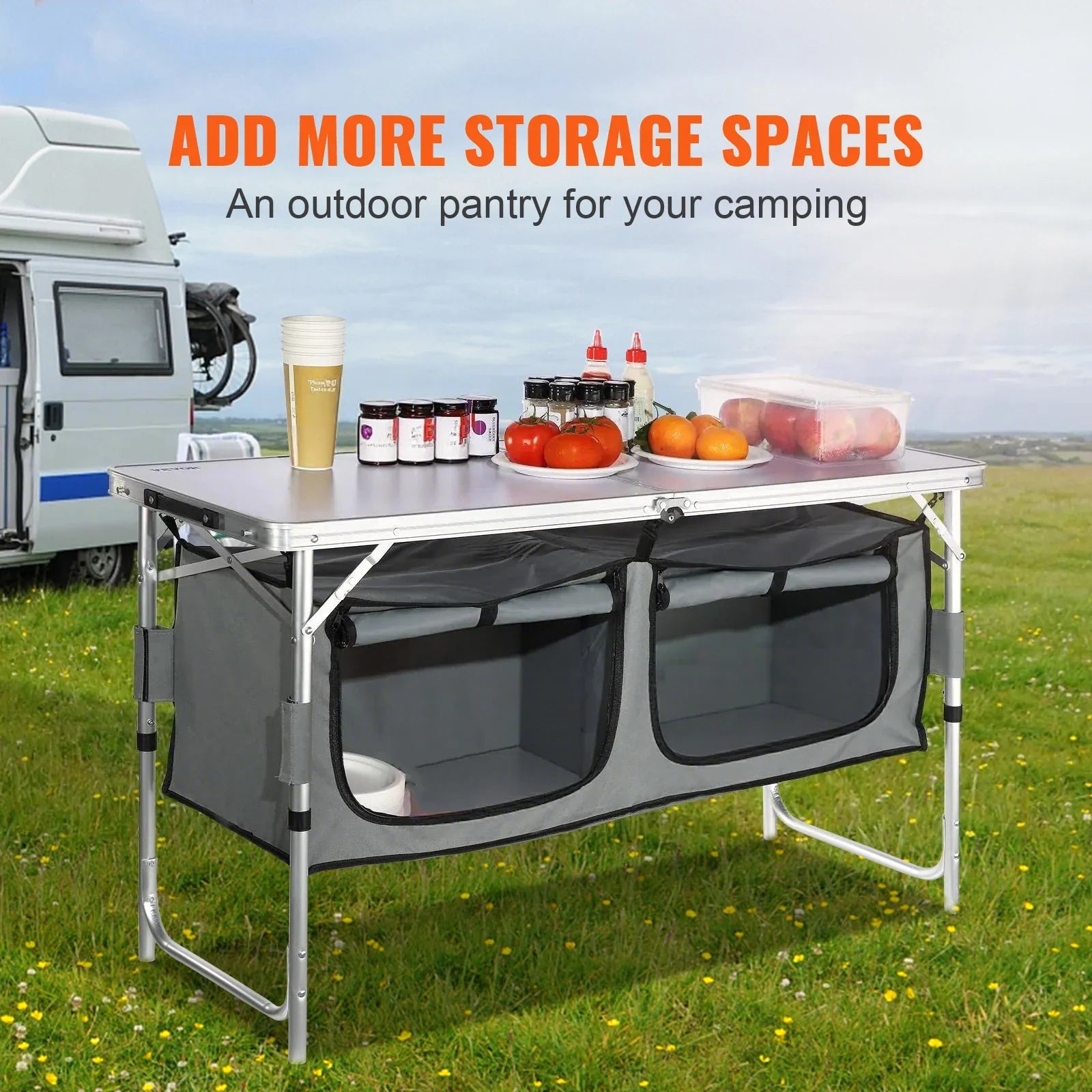 Folding Camping Kitchen Table for Outdoor Cooking Portable