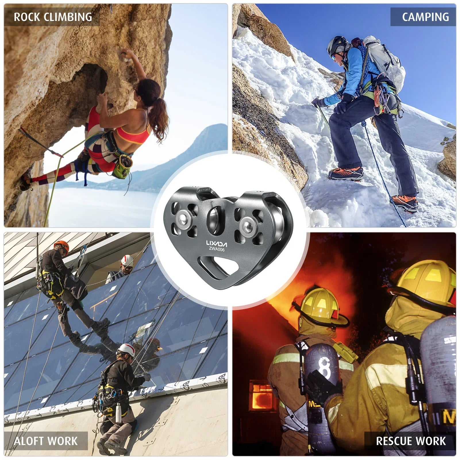 Cable Trolley Caving Pulley Lixada 30kN Cable Trolley Pulley Climbing Caving Aloft Work