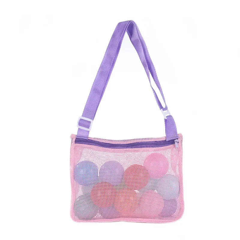 Beach Toy Mesh Bag Kids Shell Storage Bag Beach Toy Seashell Bag Mesh Pool Bags Sand Toys Swimming Accessories for Boy and Girls