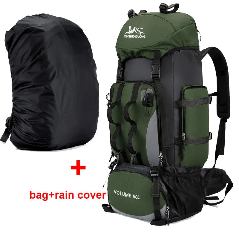 90L Waterproof Hiking Camping Backpack Trekking Bag Rucksack Large Capacity