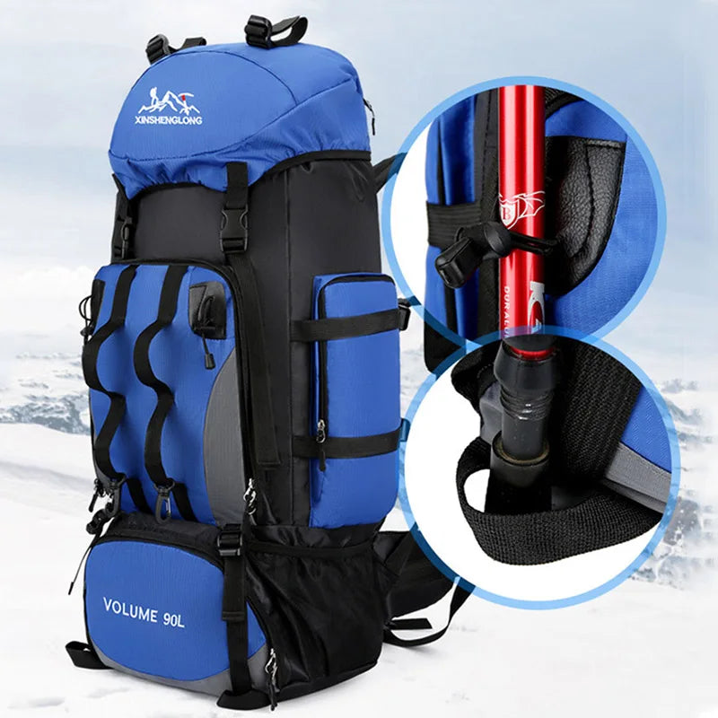 90L Waterproof Hiking Camping Backpack Trekking Bag Rucksack Large Capacity
