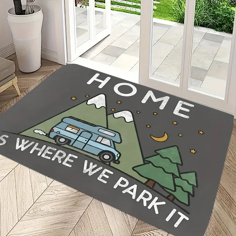 Fun Camping RV Theme Mat for Outdoor Enthusiast Home Front Door Porch Indoor Entryway RV Gear Area Non-Slip Durable Mat