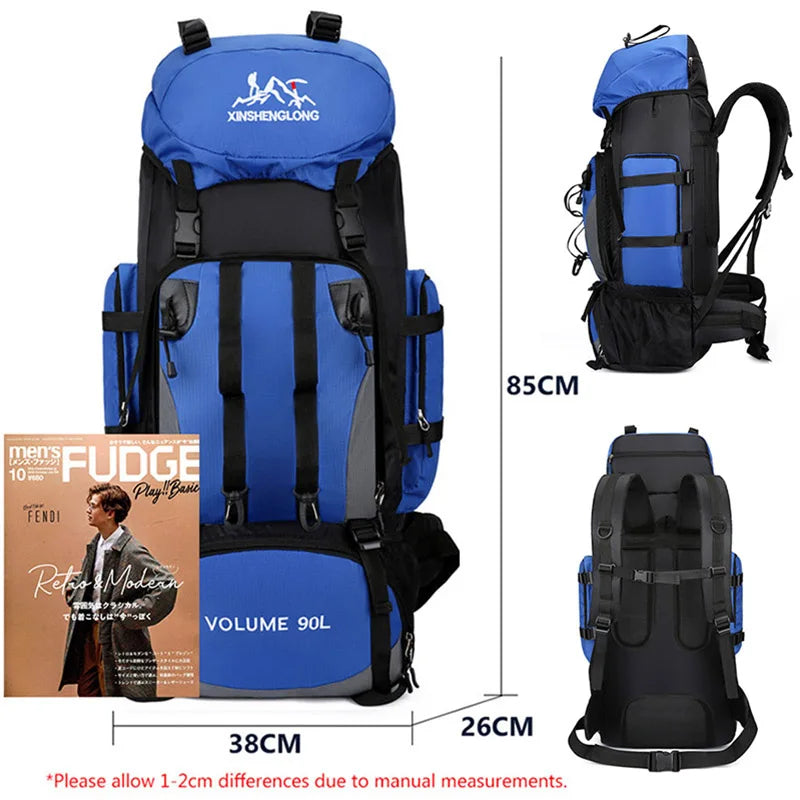 90L Waterproof Hiking Camping Backpack Trekking Bag Rucksack Large Capacity