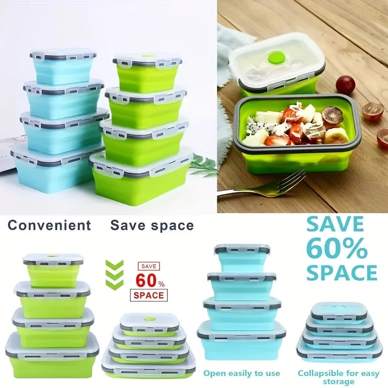 Collapsible Silicone Food Storage Containers – Stackable, Space-Saving, Microwaveable