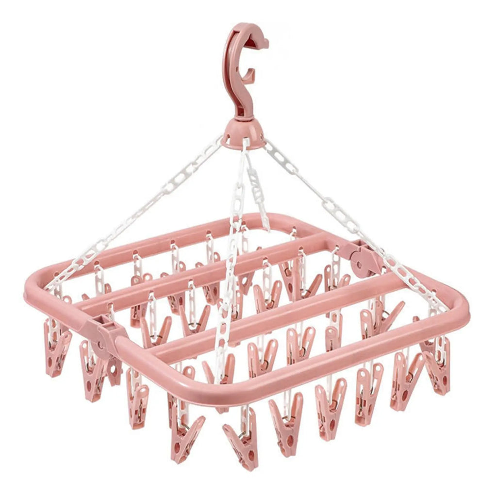 Foldable Drip Hanger with 32 Clips – Plastic Clothes Drying Rack