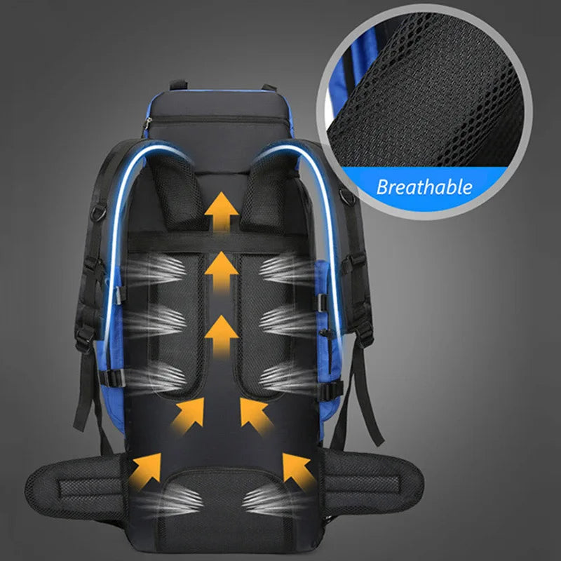 90L Waterproof Hiking Camping Backpack Trekking Bag Rucksack Large Capacity