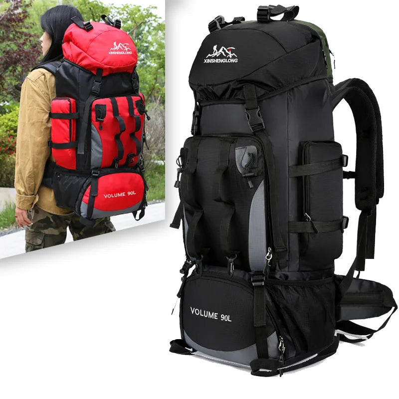 90L Waterproof Hiking Camping Backpack Trekking Bag Rucksack Large Capacity