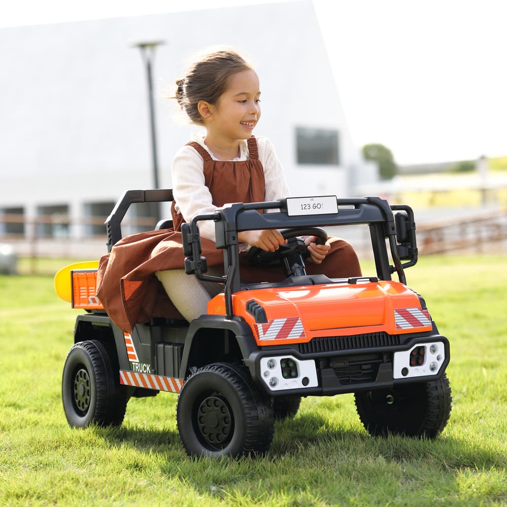 TOBBI 12V Kids Electric Dump Truck Ride-On Car