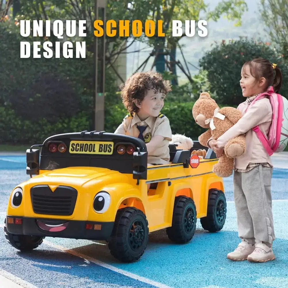 TOBBI 12V Electric Kids Ride-On School Bus