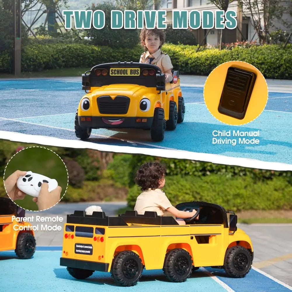 TOBBI 12V Electric Kids Ride-On School Bus