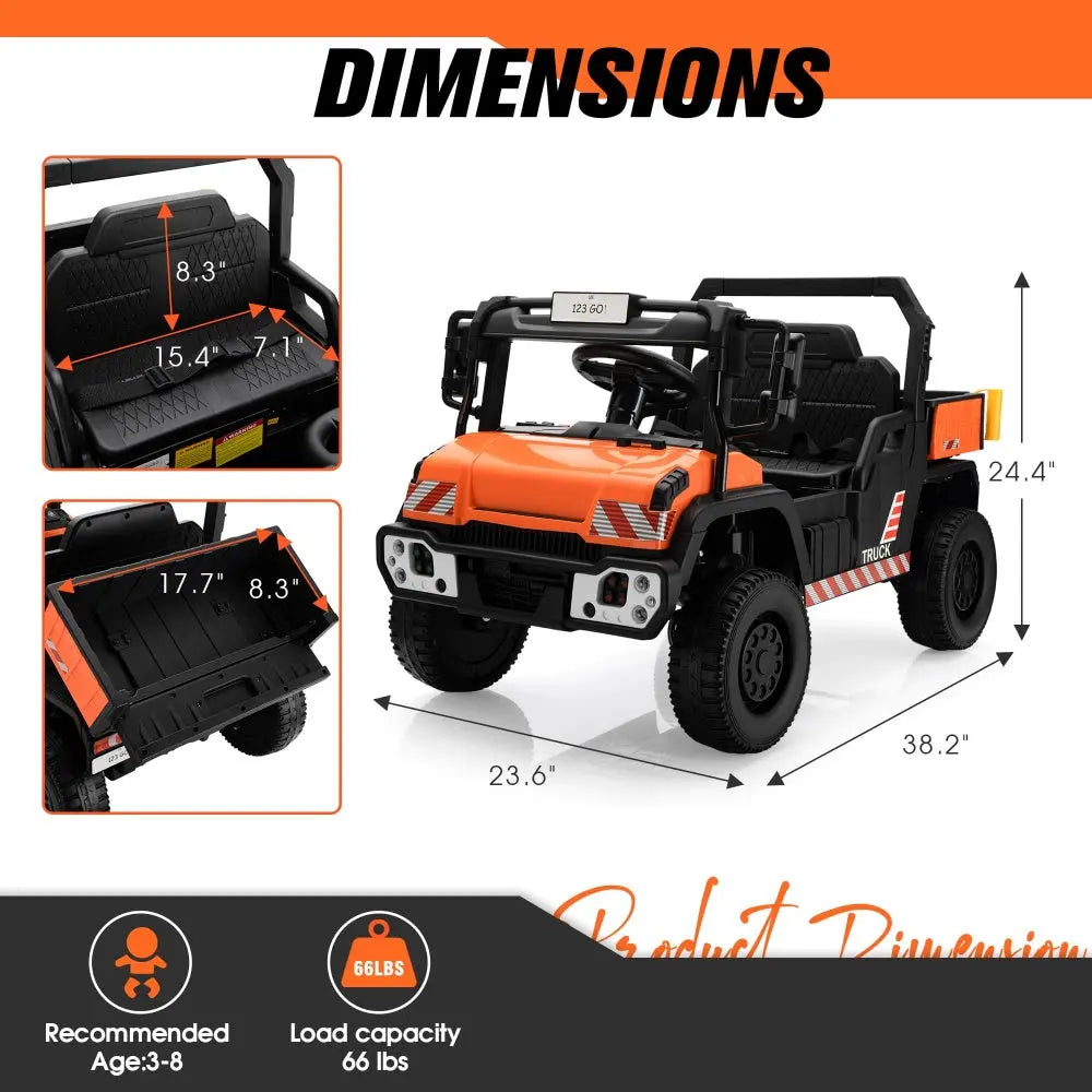 TOBBI 12V Kids Electric Dump Truck Ride-On Car