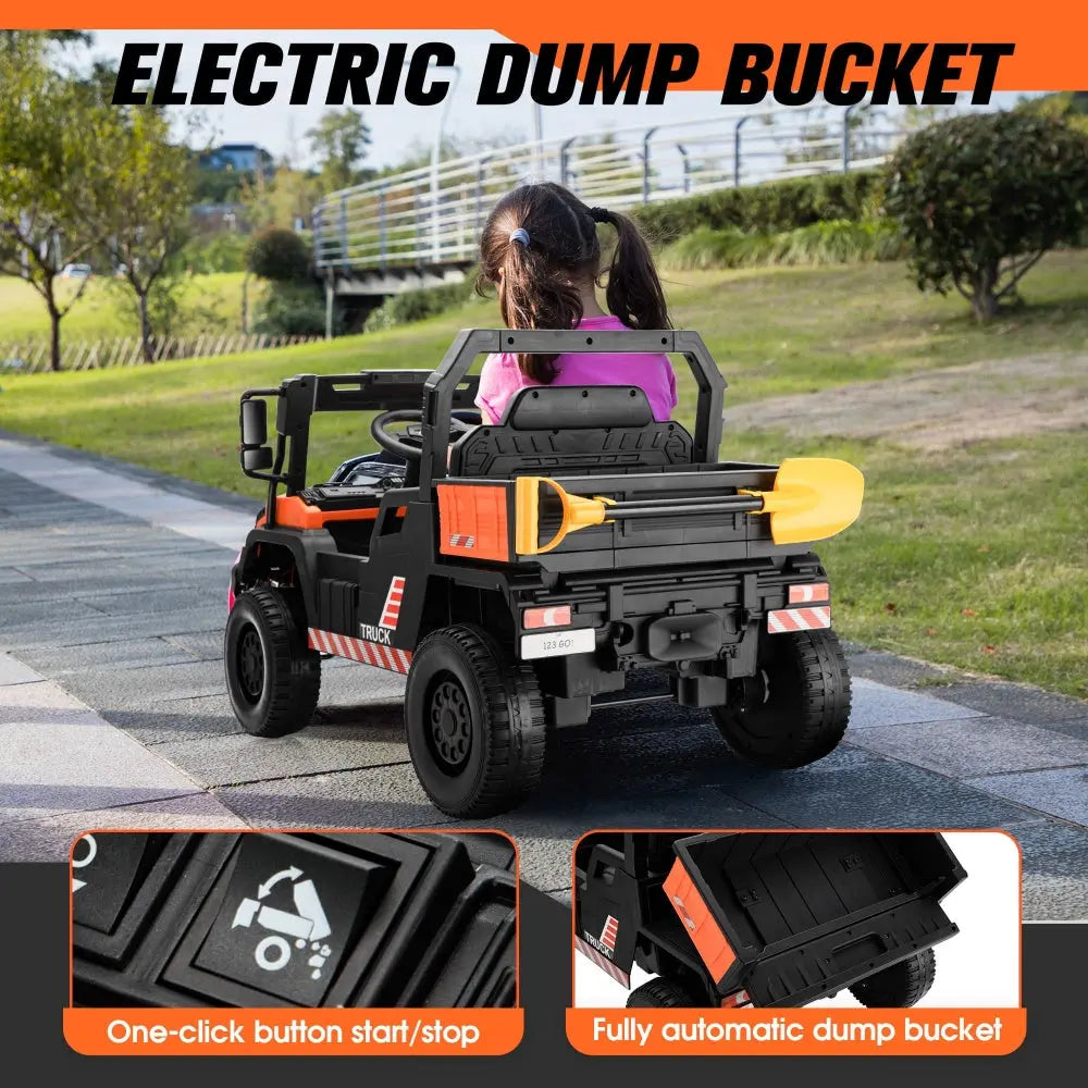 TOBBI 12V Kids Electric Dump Truck Ride-On Car