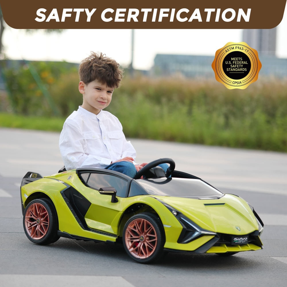 TOBBI 12V Licensed Lamborghini Sian Electric Kids Ride On Car