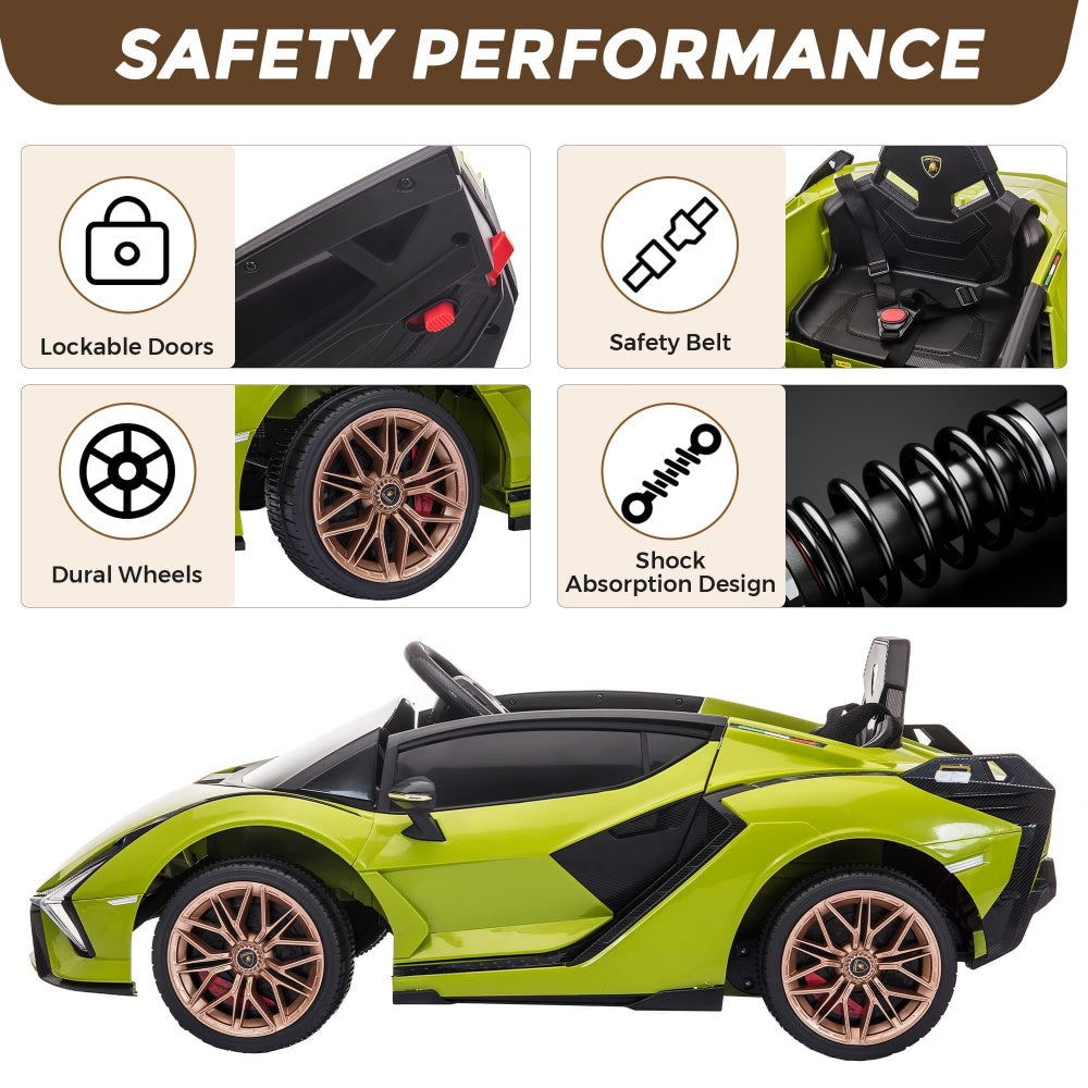 TOBBI 12V Licensed Lamborghini Sian Electric Kids Ride On Car