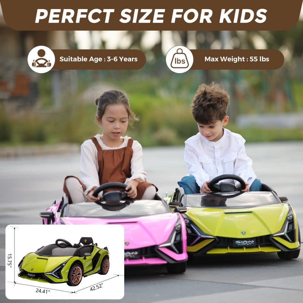 TOBBI 12V Licensed Lamborghini Sian Electric Kids Ride On Car