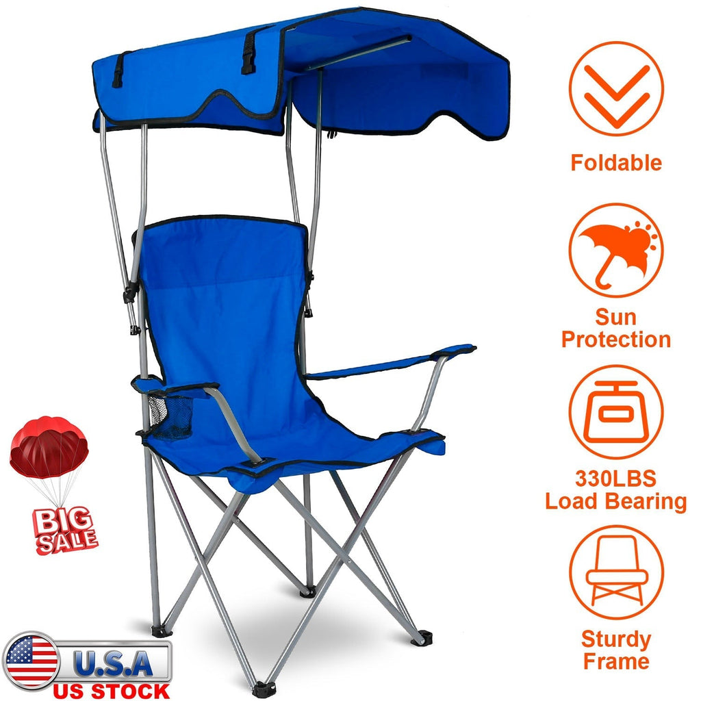 Foldable Beach Canopy Chair Sun Protection Camping Lawn Canopy Chair 330LBS Load