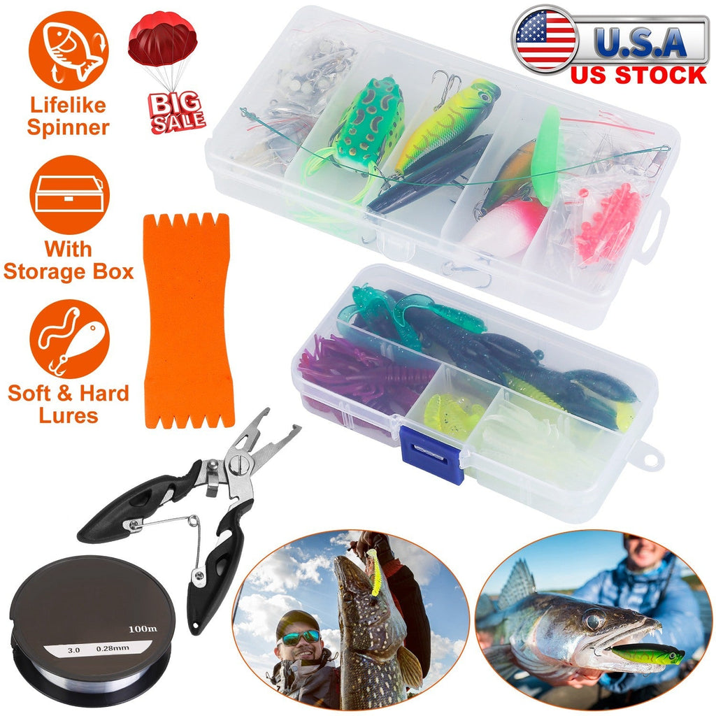 383Pcs Fishing Lures Tackle Box Bass Fishing Animated Lure