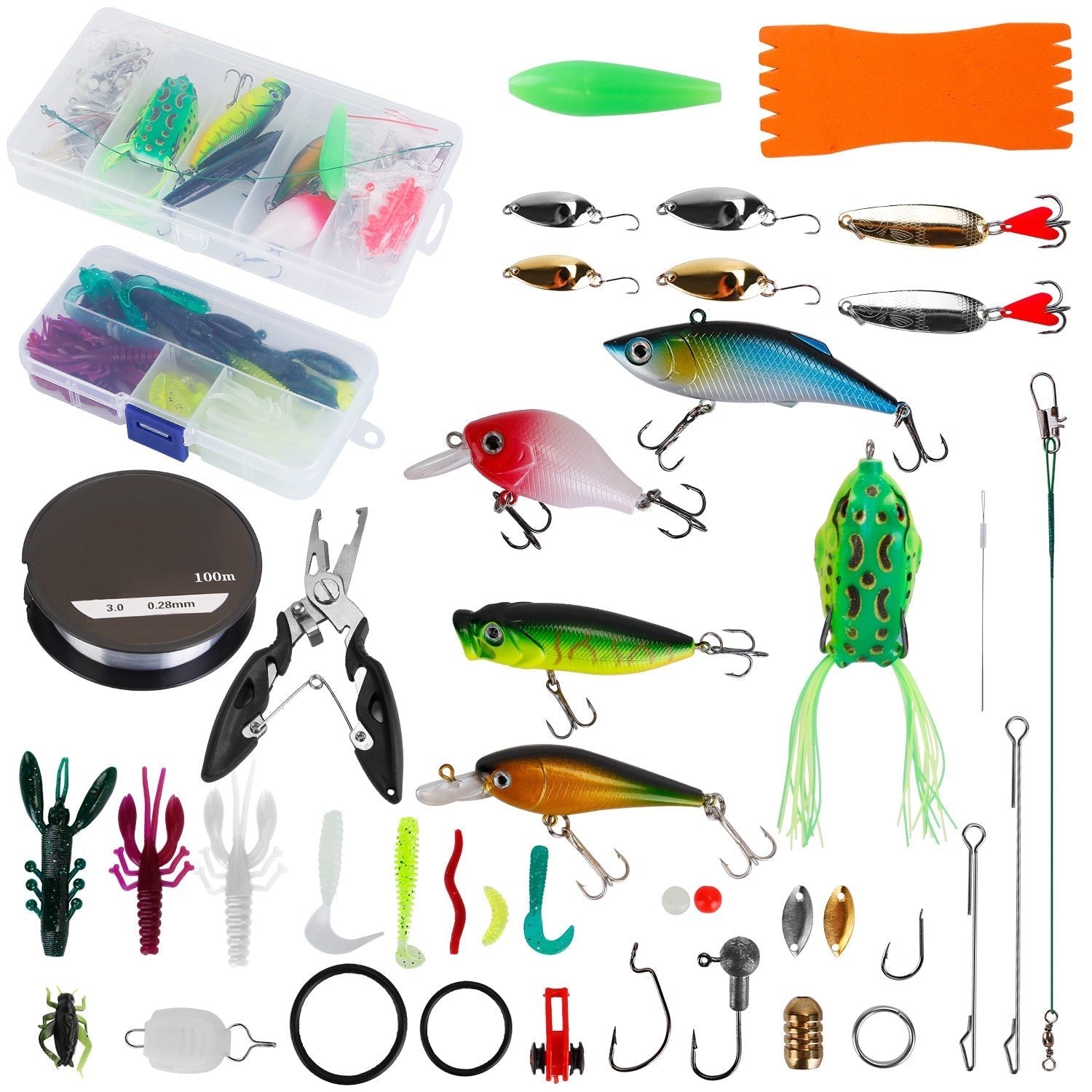 383Pcs Fishing Lures Tackle Box Bass Fishing Animated Lure