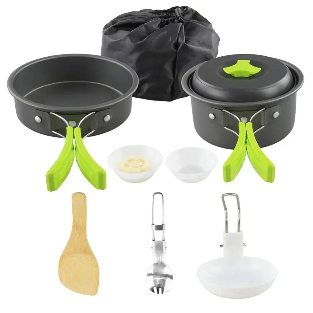 Aluminum Camping Cookware Set with Kettle and Utensils