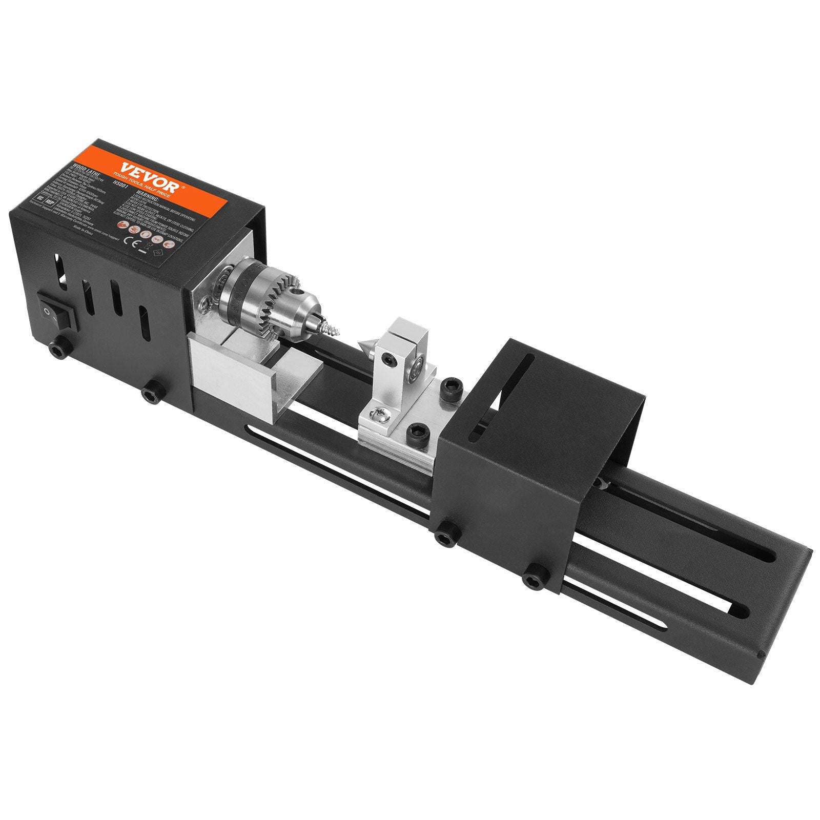 Mini Lathe Machine, 2.76 in x 6.3 in, 24VDC 96W Mini Wood Lathe Tools Milling Machine Accessories, 7 Speeds 4220/5300/5650/6350/6660/7050/8450 RPM, for DIY Woodworking Wood Drill Rotary Tool