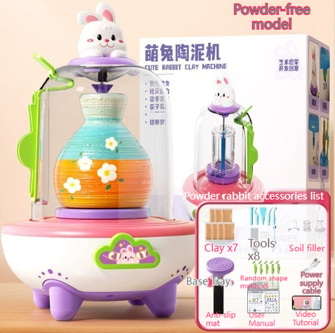 Electric Mini Finger-Powered Pottery Wheel Kit Handmade Set With No-Bake Clay Toys