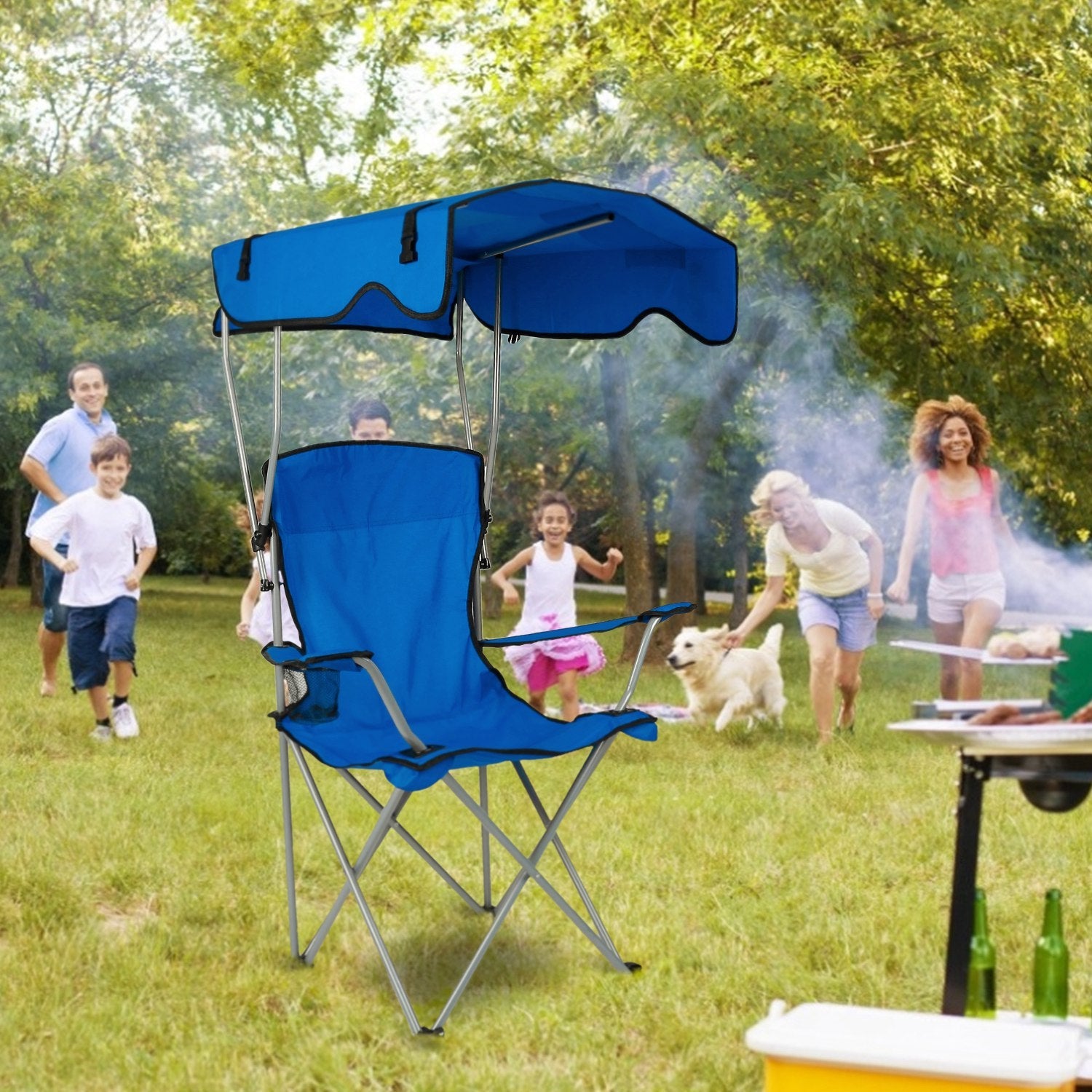 Foldable Beach Canopy Chair Sun Protection Camping Lawn Canopy Chair 330LBS Load