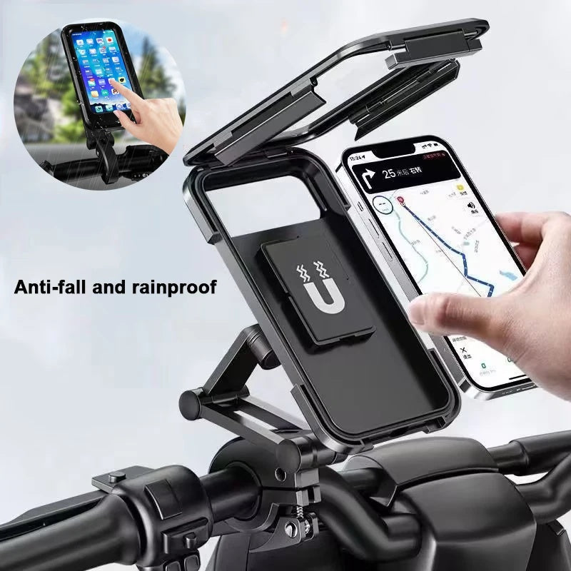 Waterproof Bike Mobile Phone Holder Magnetic Adjustable Motorcycle Cellphone Holder