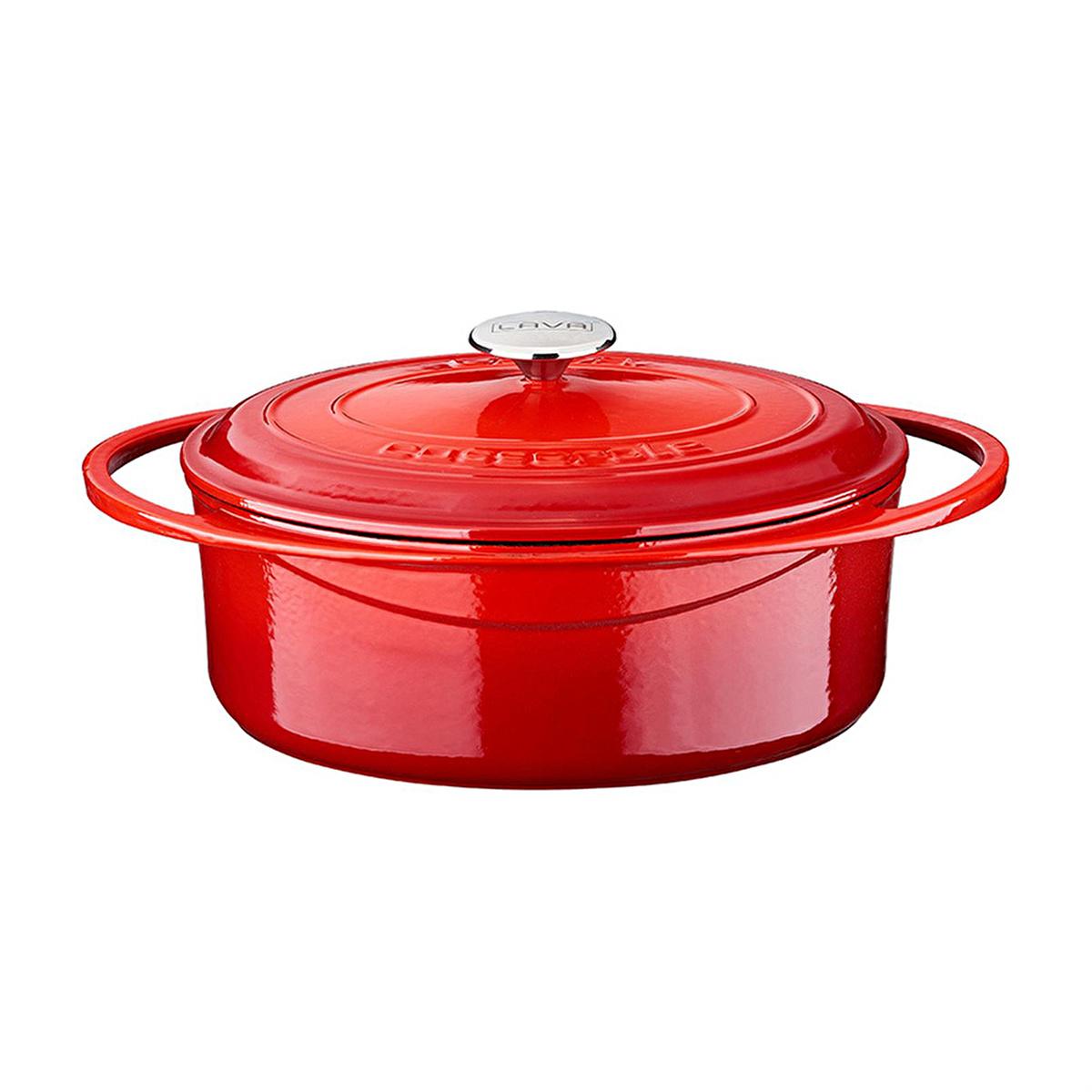 Lava Cast Iron Cookware - Durable Enamel Coated Oval Pot, 8.66 x 11.02 inches - Ideal for Home Cooks
