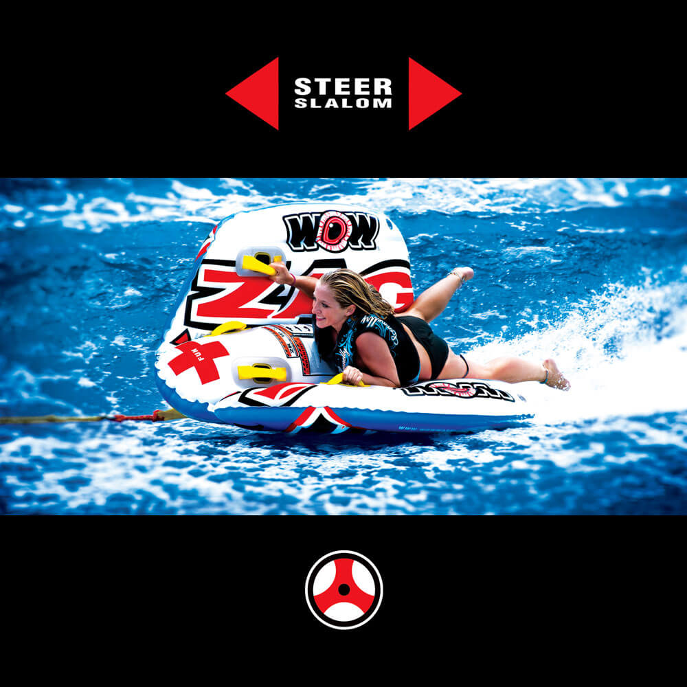 WOW Watersports Zig Zag 1 Person Steerable and Towable Water Tube For Pool and Lake