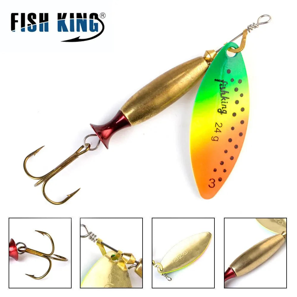 FISH KING Metal Spinner Lure | Long Cast Hard Bait for Bass, Pike, and Saltwater Fishing