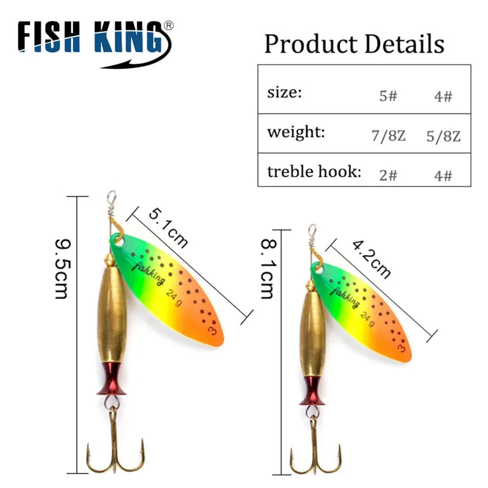 FISH KING Metal Spinner Lure | Long Cast Hard Bait for Bass, Pike, and Saltwater Fishing
